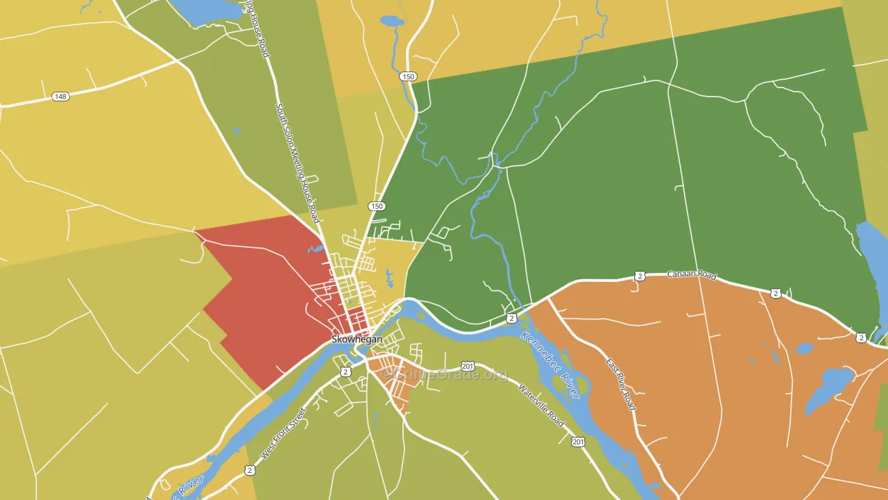 Skowhegan, ME Map of Theft Rates