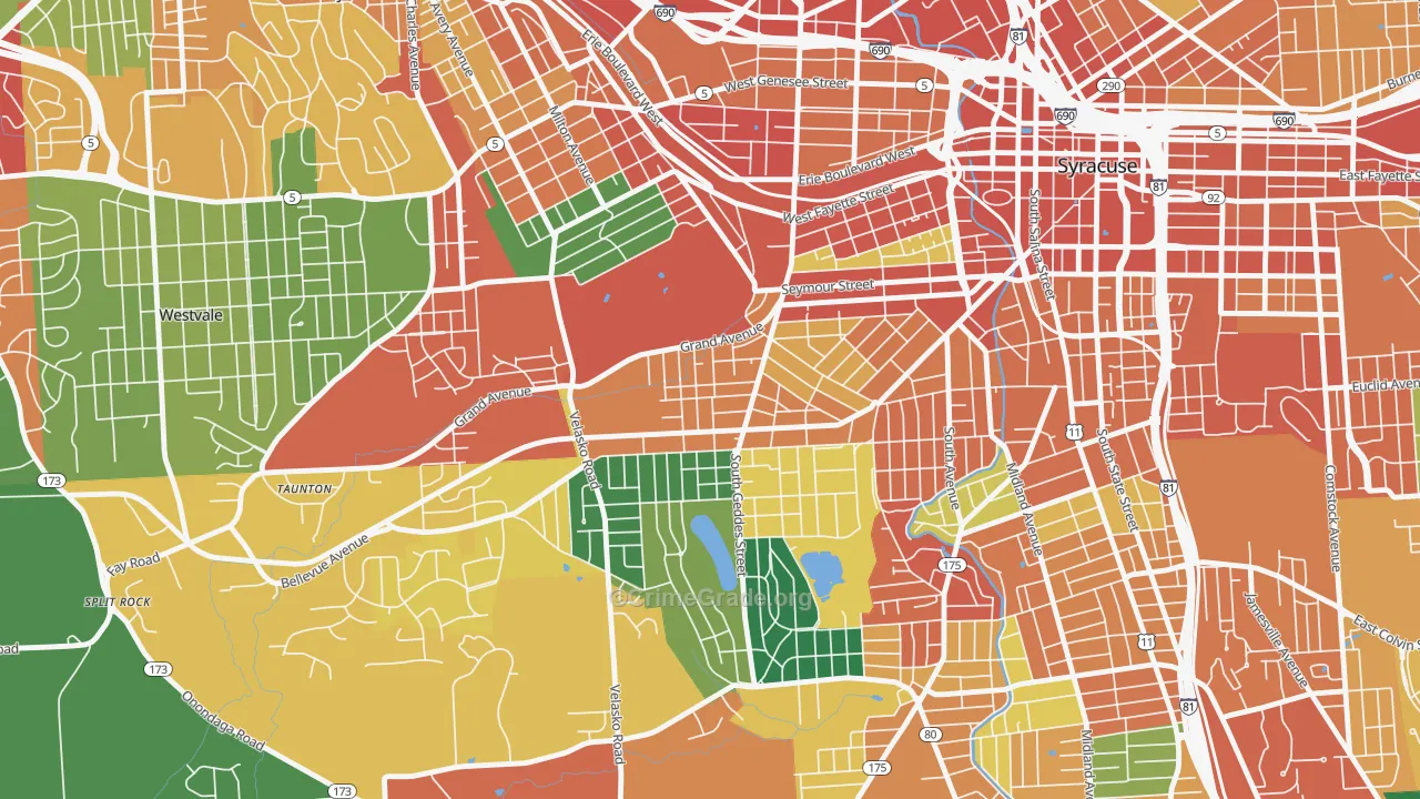 Skunk City, Syracuse, NY Map of Theft Rates