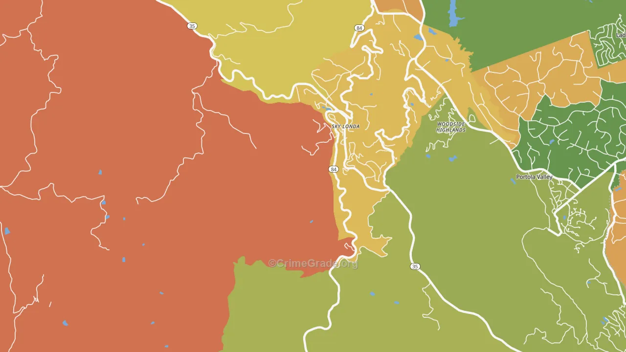 Sky Londa, CA Map of Theft Rates