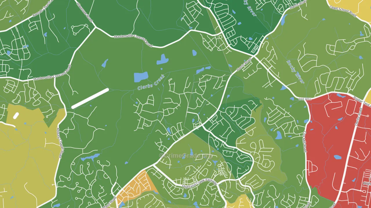 Skybrook, Huntersville, NC Map of Theft Rates