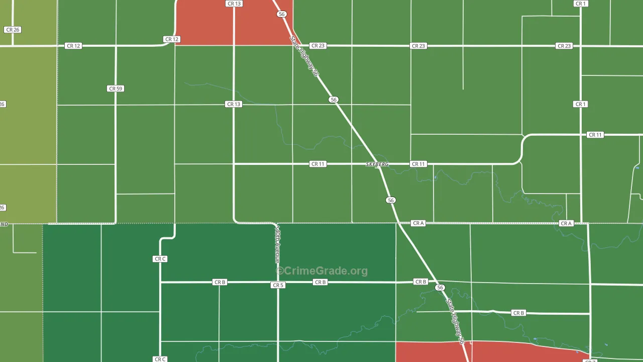 Skyburg, MN Map of Theft Rates
