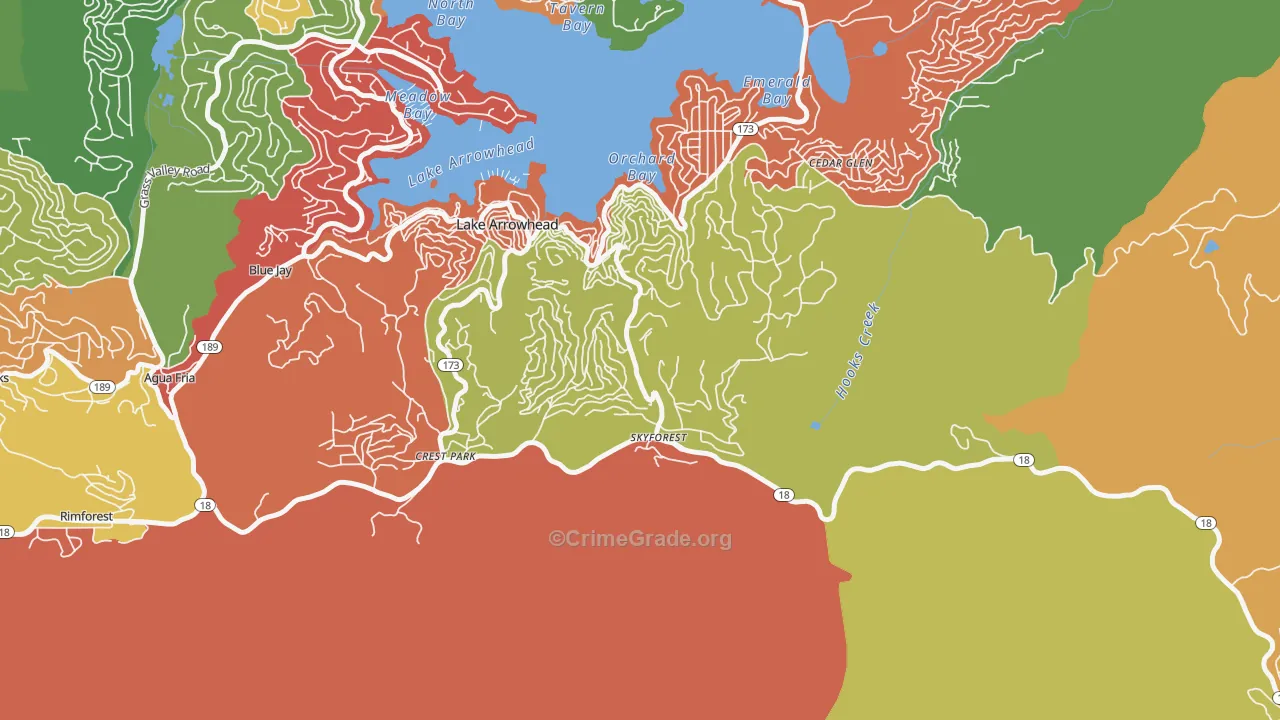 Skyforest, CA Map of Theft Rates