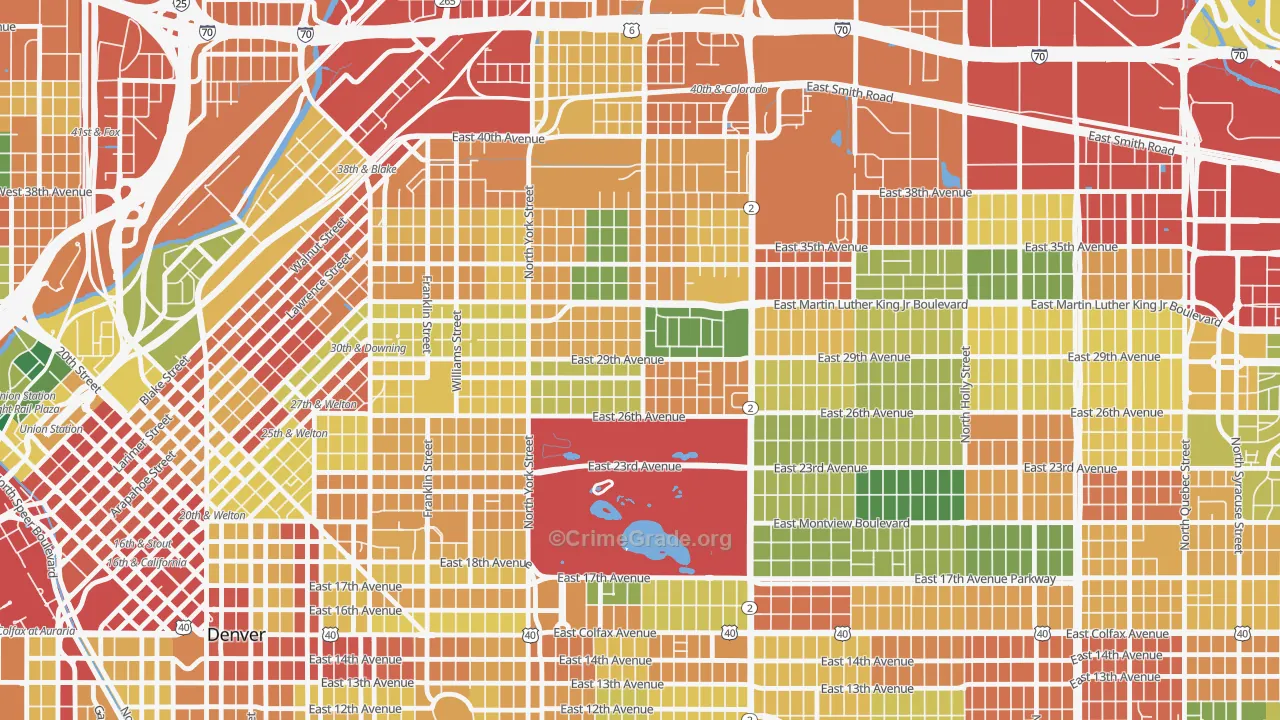 Skyland, Denver, CO Map of Theft Rates
