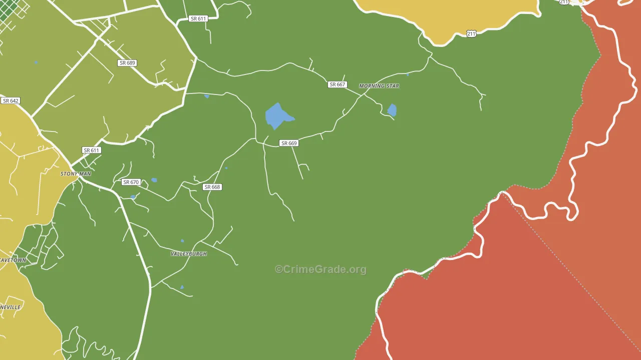 Skyland, VA Map of Theft Rates