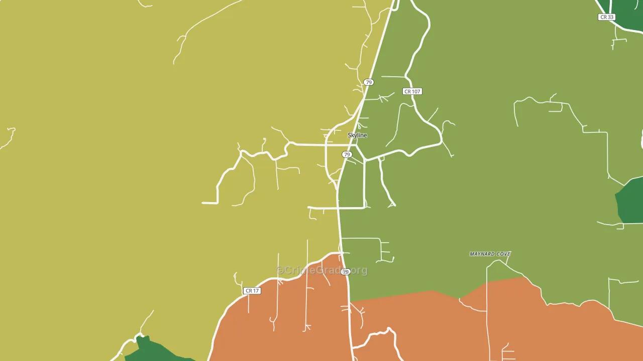Skyline, AL Map of Theft Rates