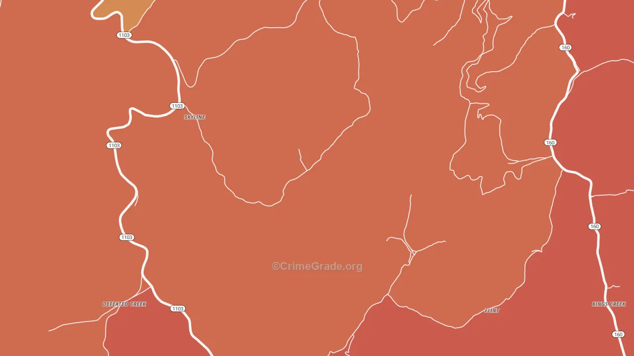 Skyline, KY Map of Theft Rates