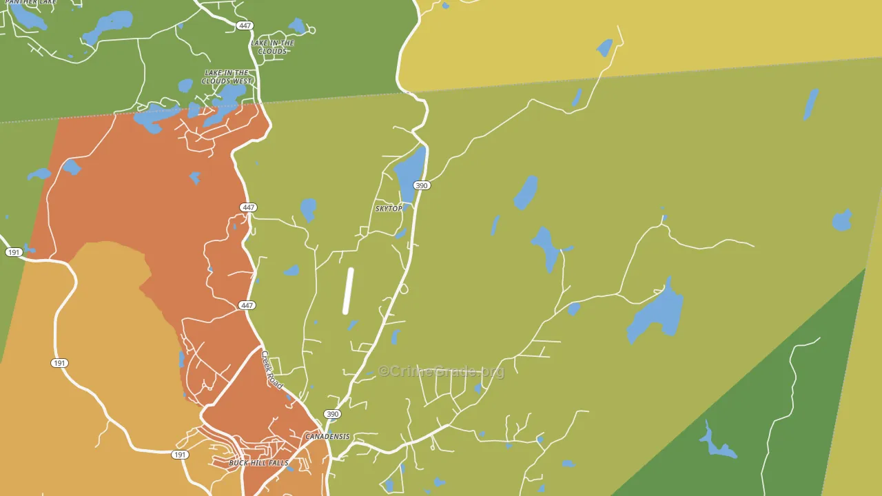 Skytop, PA Map of Theft Rates