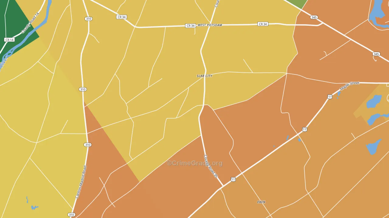 Slab City, NY Map of Theft Rates