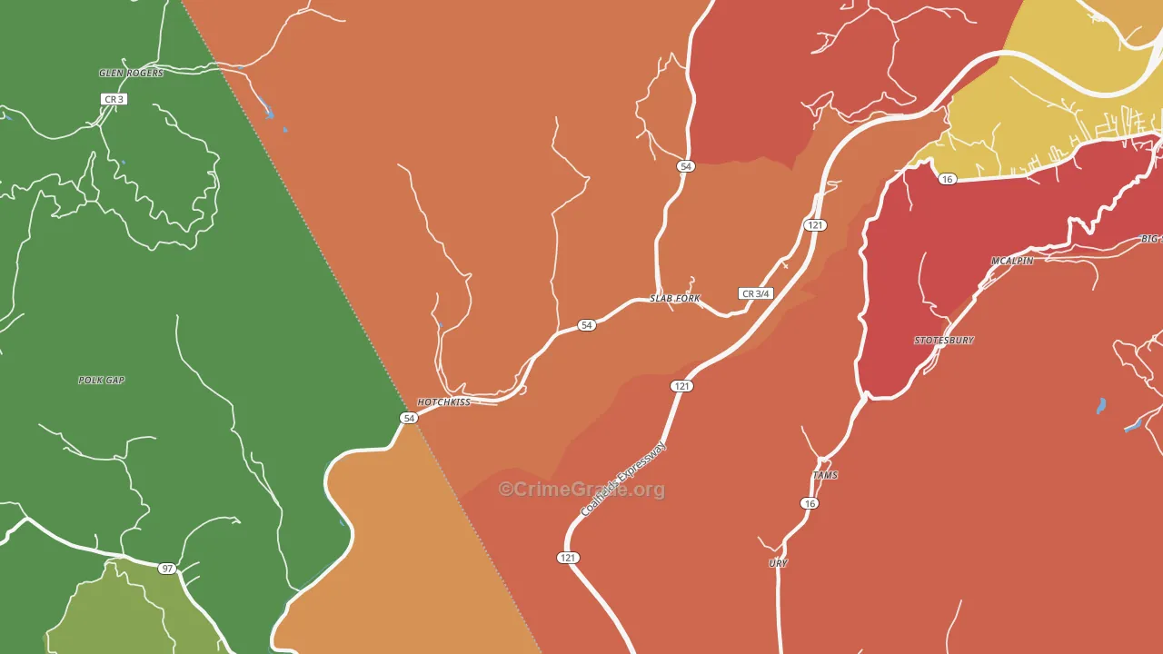 Slab Fork, WV Map of Theft Rates
