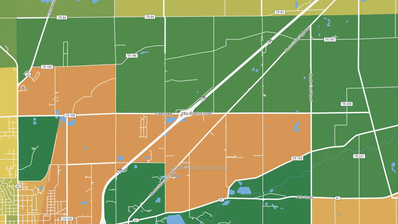 Slabtown, OH Map of Theft Rates