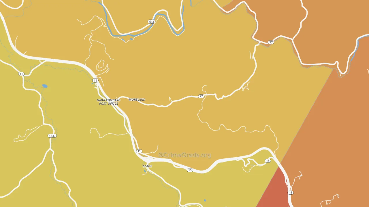 Slade, KY Map of Theft Rates