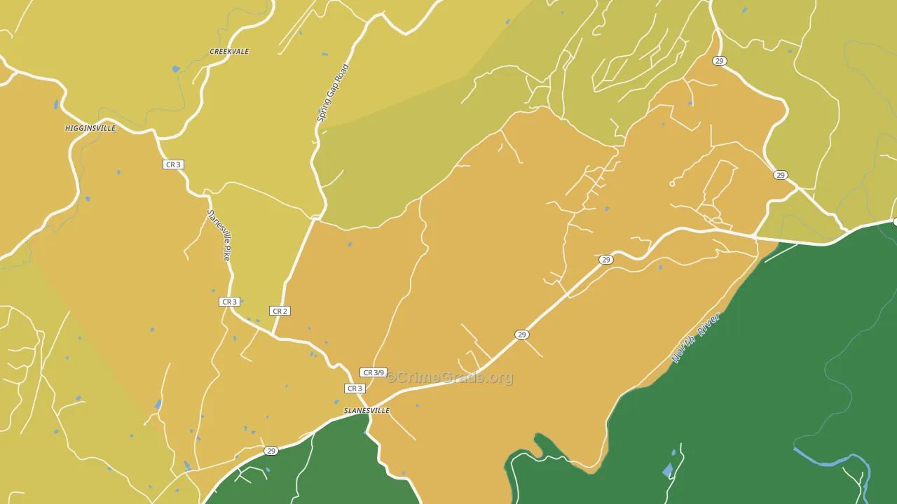 Slanesville, WV Map of Theft Rates