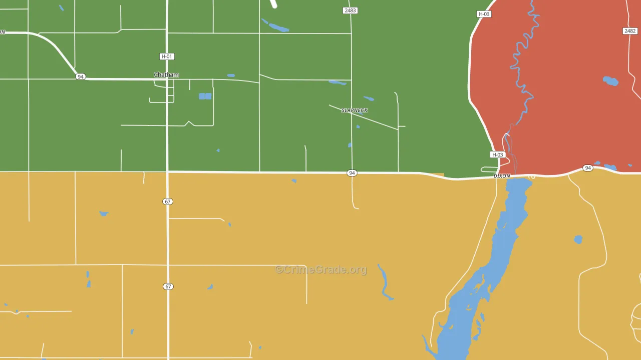 Slapneck, MI Map of Theft Rates