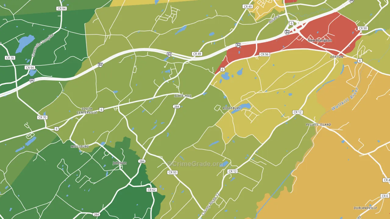 Slate Hill, NY Map of Theft Rates