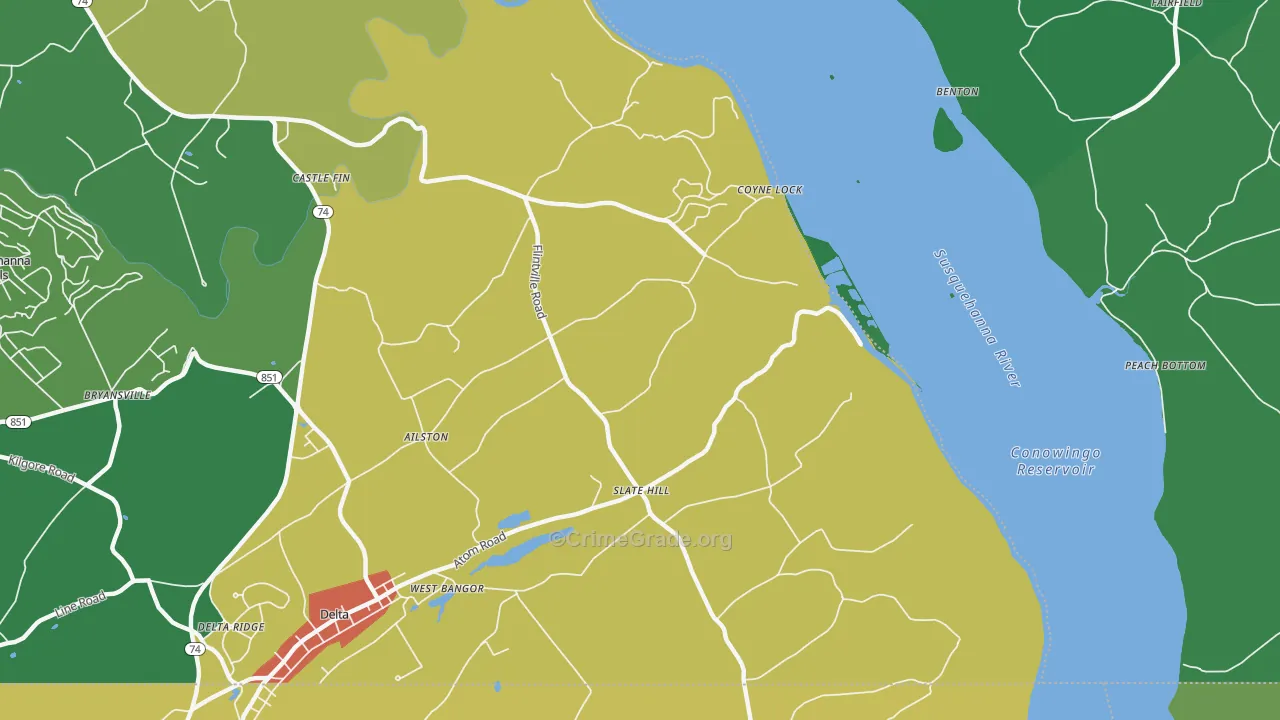 Slate Hill, PA Map of Theft Rates