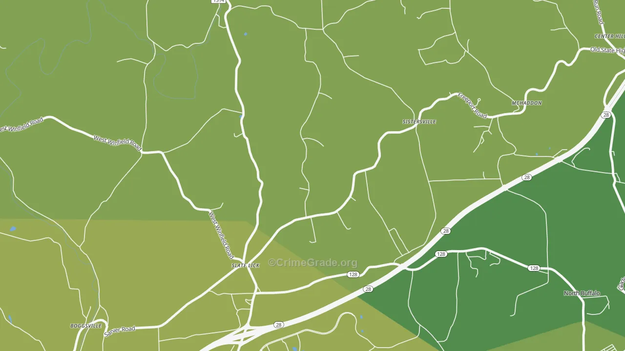 Slate Lick, PA Map of Theft Rates