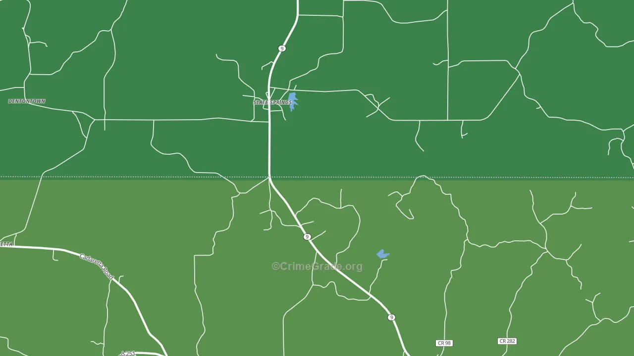 Slate Springs, MS Map of Theft Rates