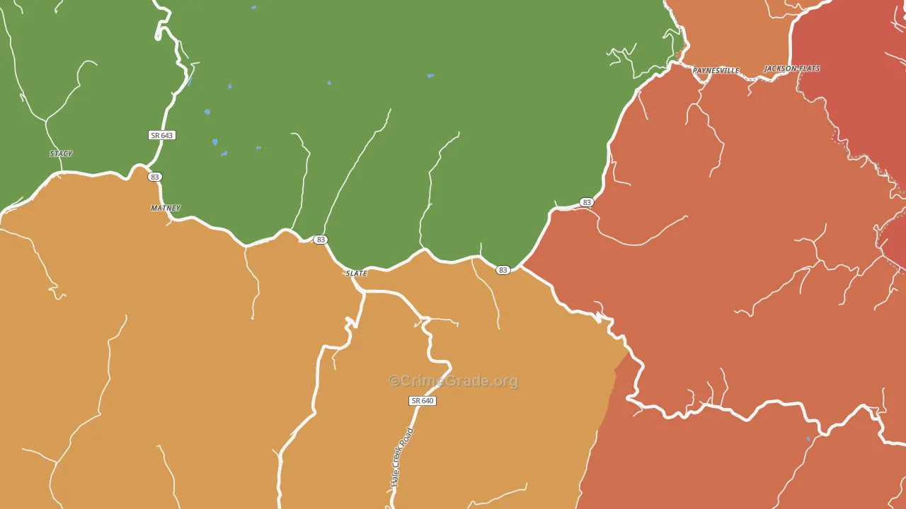 Slate, VA Map of Theft Rates