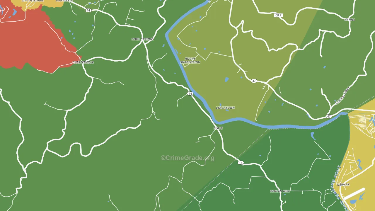 Slate, WV Map of Theft Rates