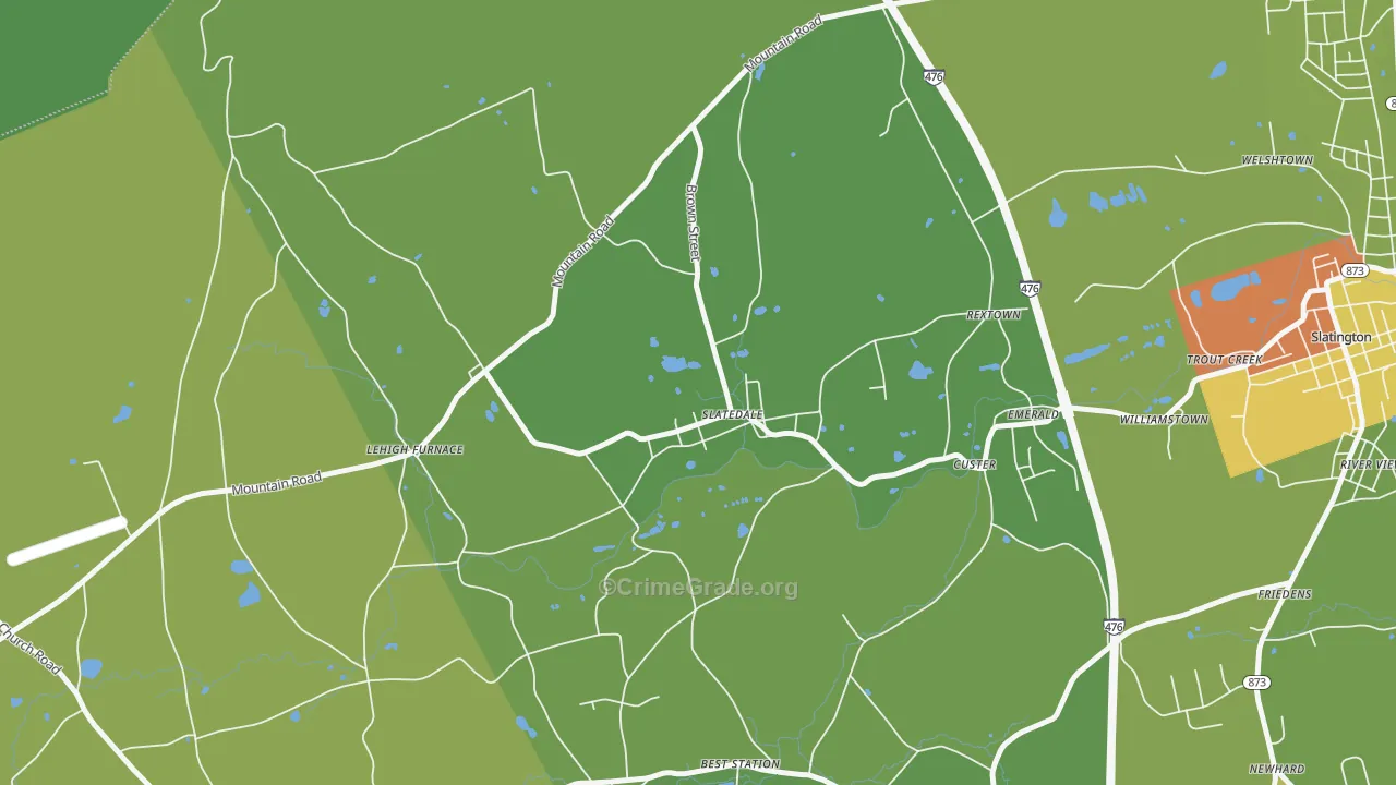 Slatedale, PA Map of Theft Rates