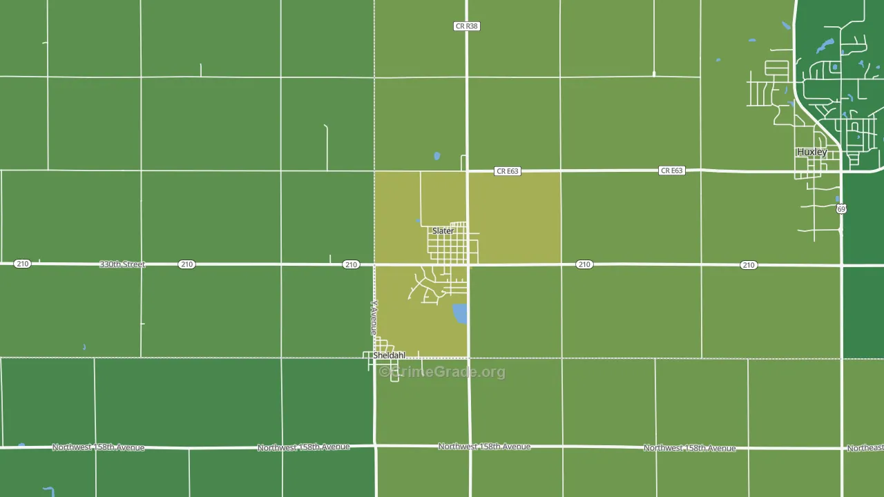 Slater, IA Map of Theft Rates