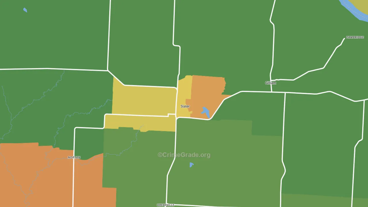 Slater, MO Map of Theft Rates