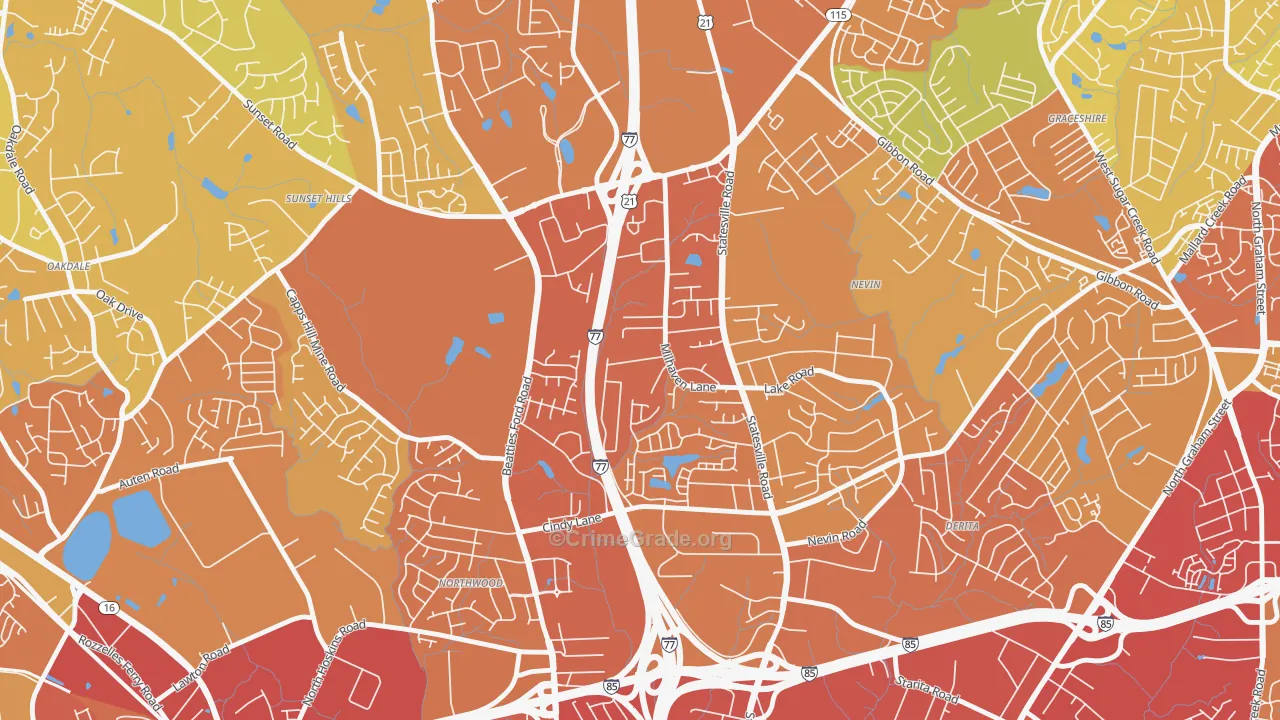 Slater Park, Charlotte, NC Map of Theft Rates