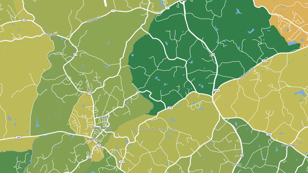 Slater, SC Map of Theft Rates