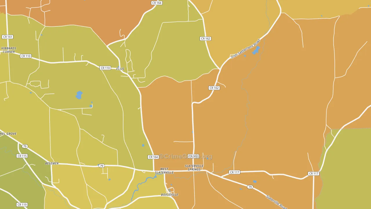 Slaterville Springs, NY Map of Theft Rates