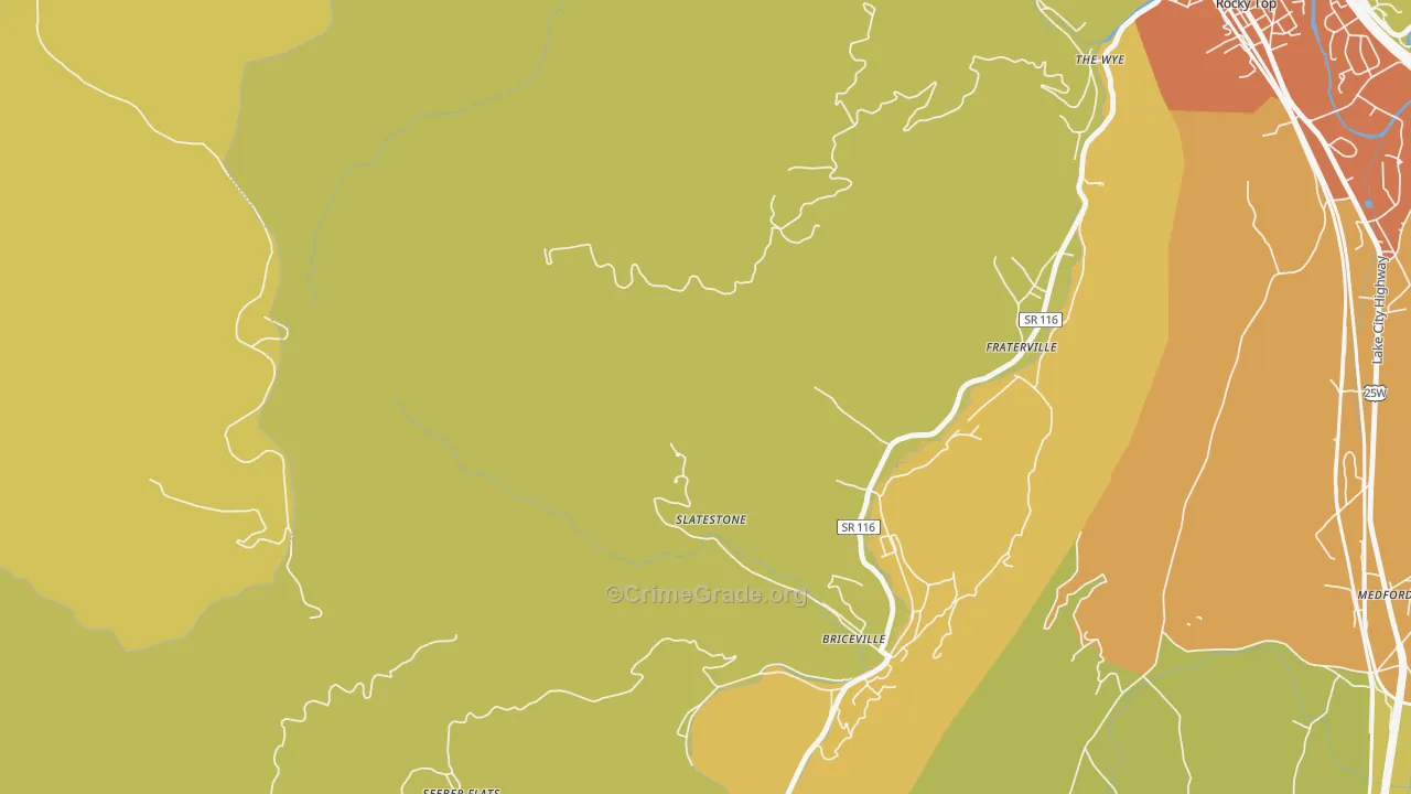 Slatestone, TN Map of Theft Rates
