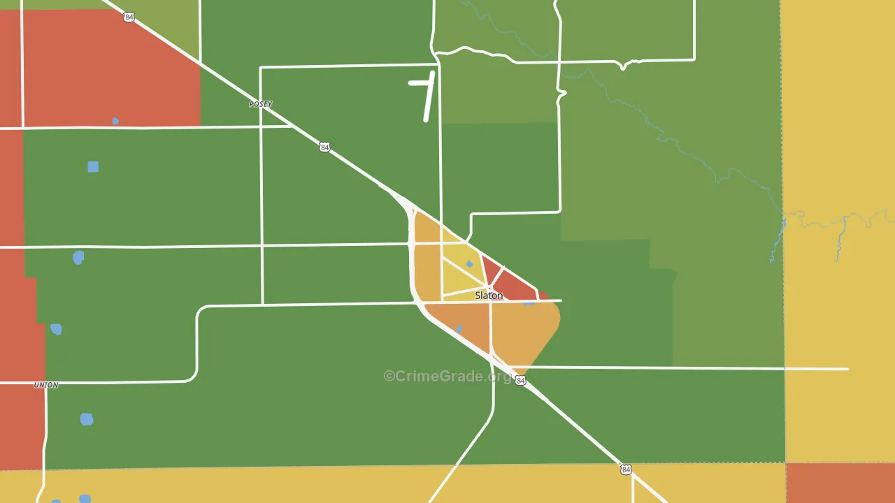 Slaton, TX Map of Theft Rates