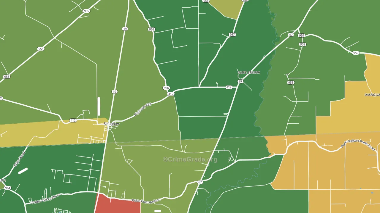 Slaughter, LA Map of Theft Rates
