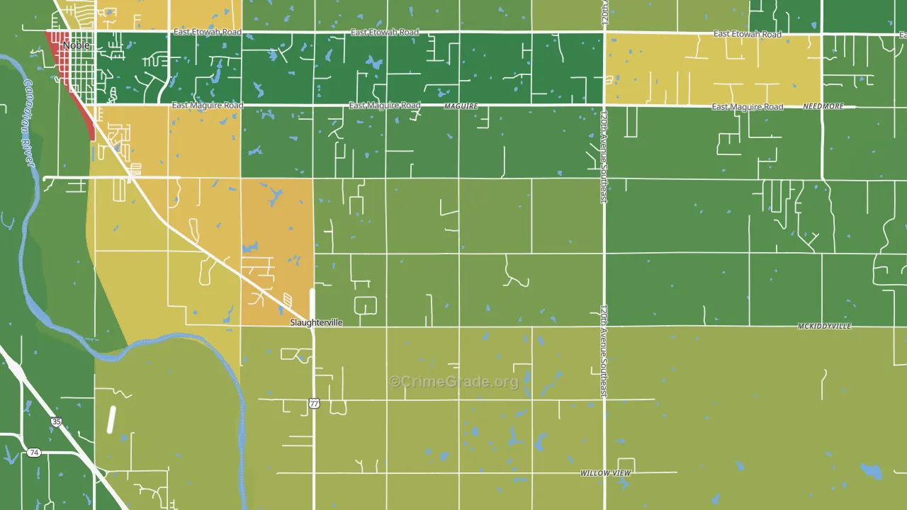 Slaughterville, OK Map of Theft Rates