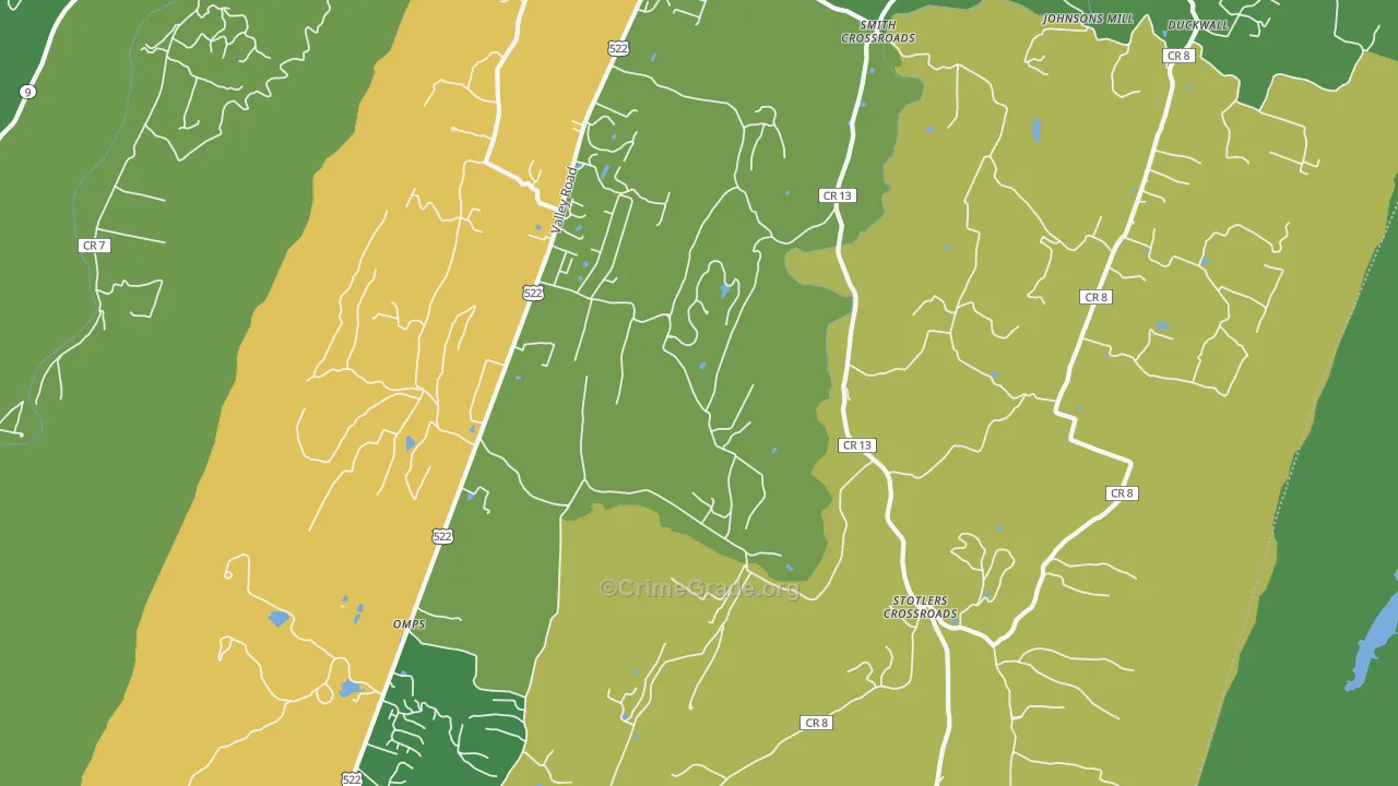 Sleepy Creek, WV Map of Theft Rates