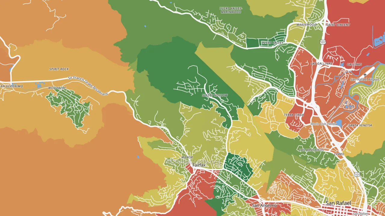 Sleepy Hollow, CA Map of Theft Rates