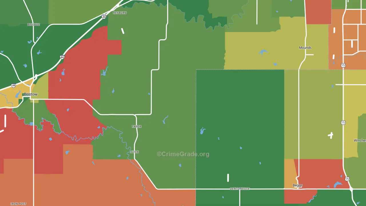 Slick, OK Map of Theft Rates
