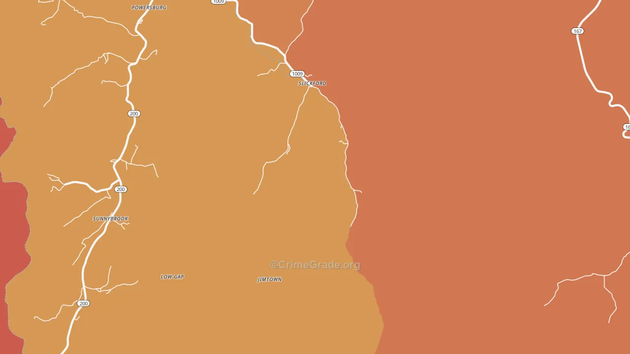 Slickford, KY Map of Theft Rates
