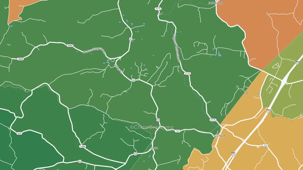 Sligo, KY Map of Theft Rates