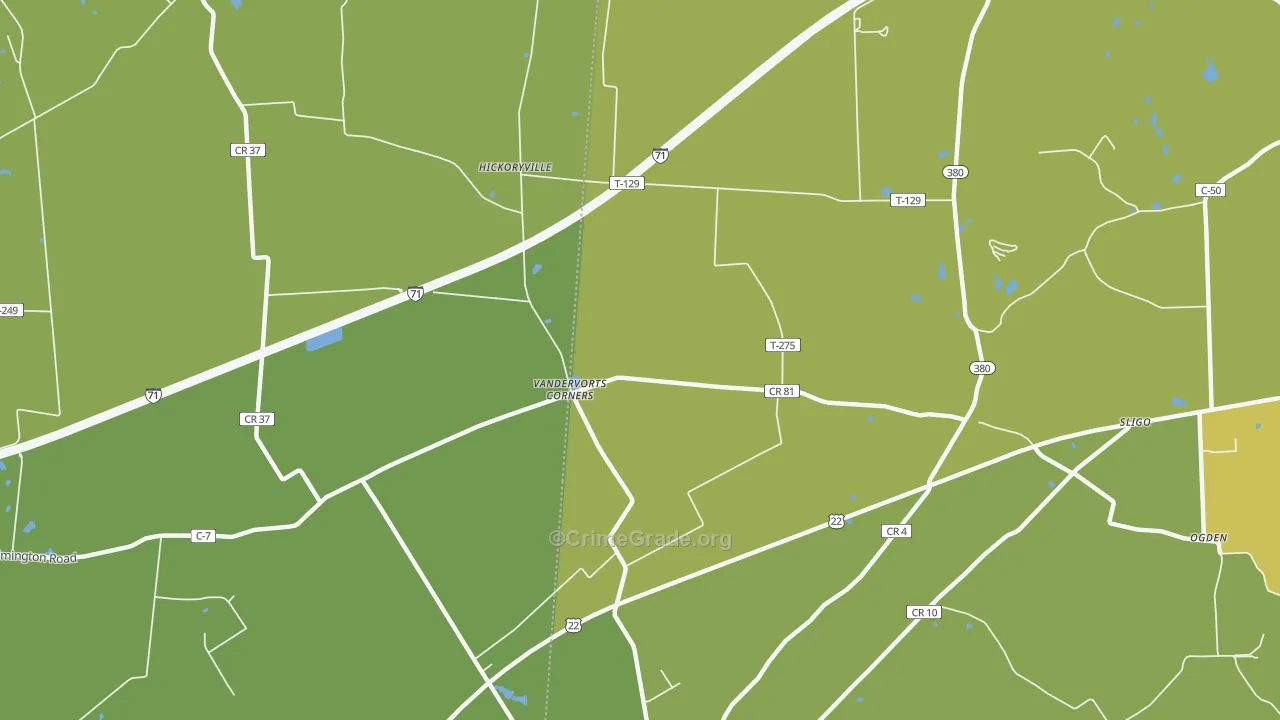 Sligo, OH Map of Theft Rates