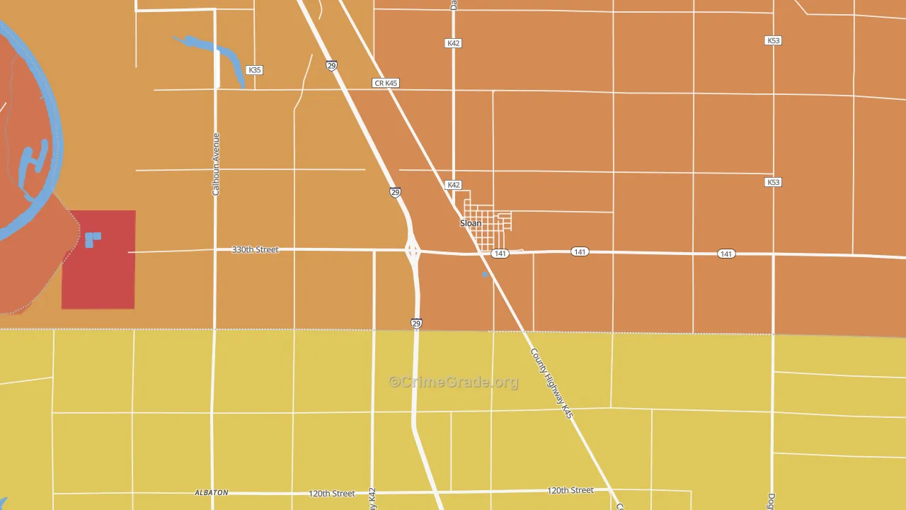 Sloan, IA Map of Theft Rates
