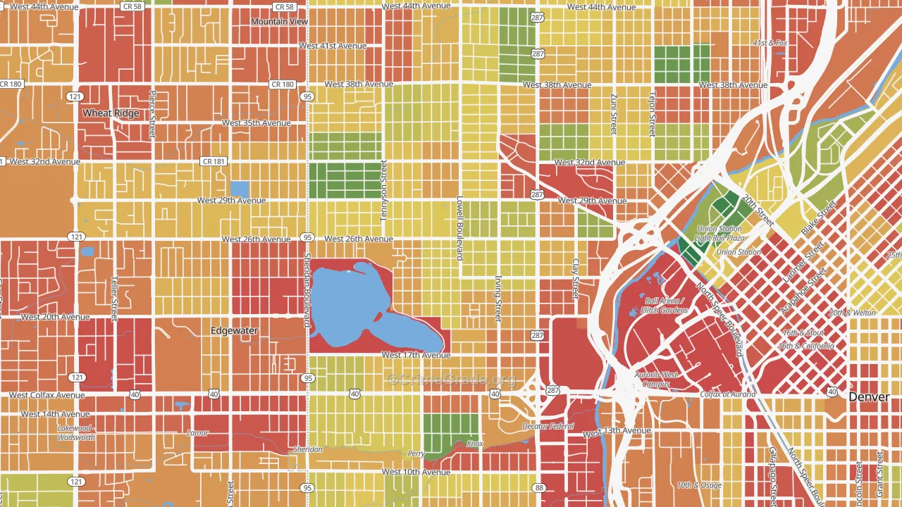 Sloan Lake, Denver, CO Map of Theft Rates