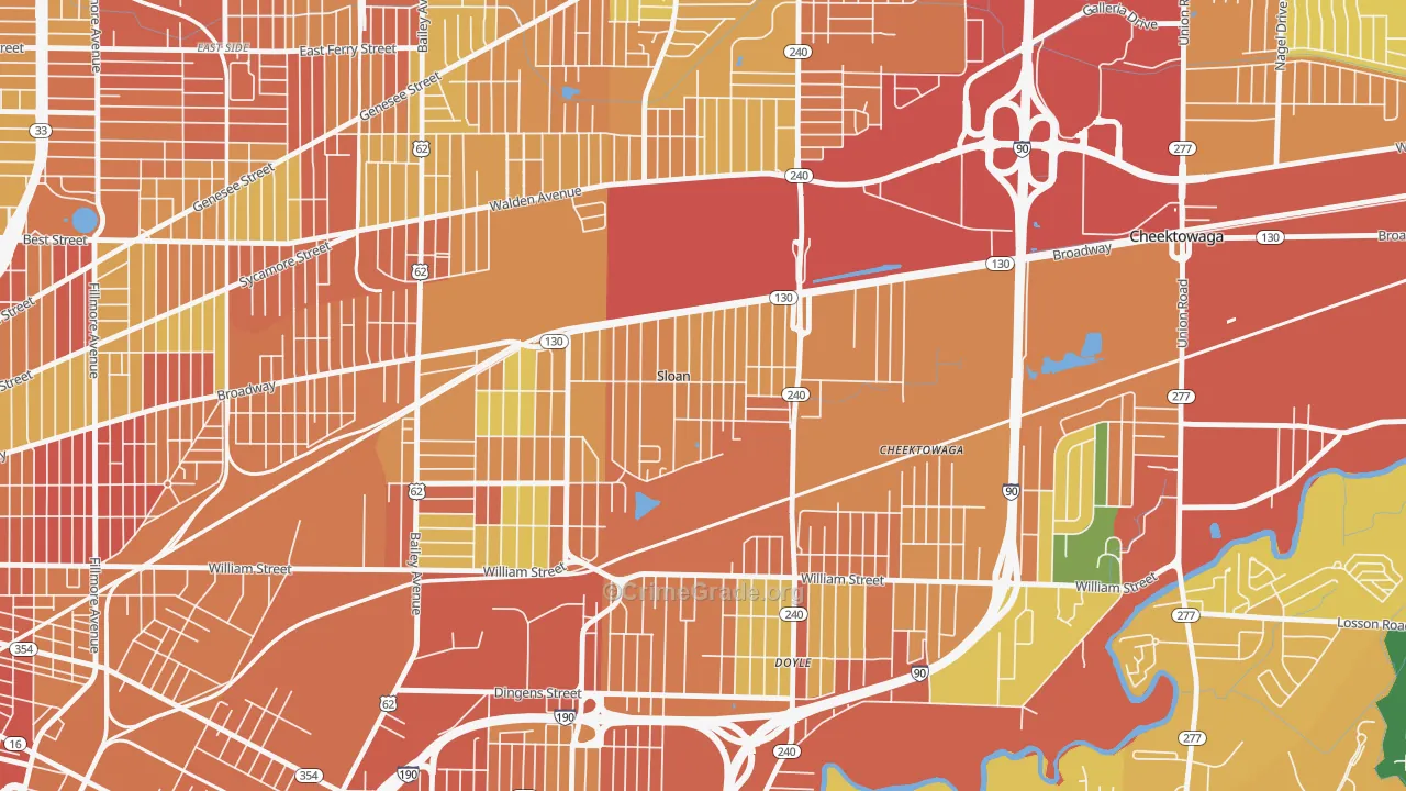 Sloan, NY Map of Theft Rates