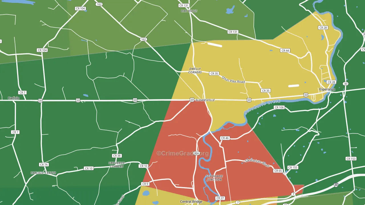 Sloansville, NY Map of Theft Rates