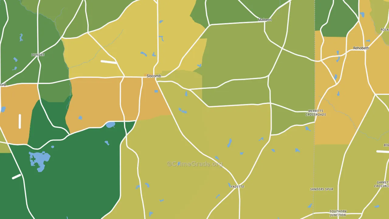 Slocomb, AL Map of Theft Rates