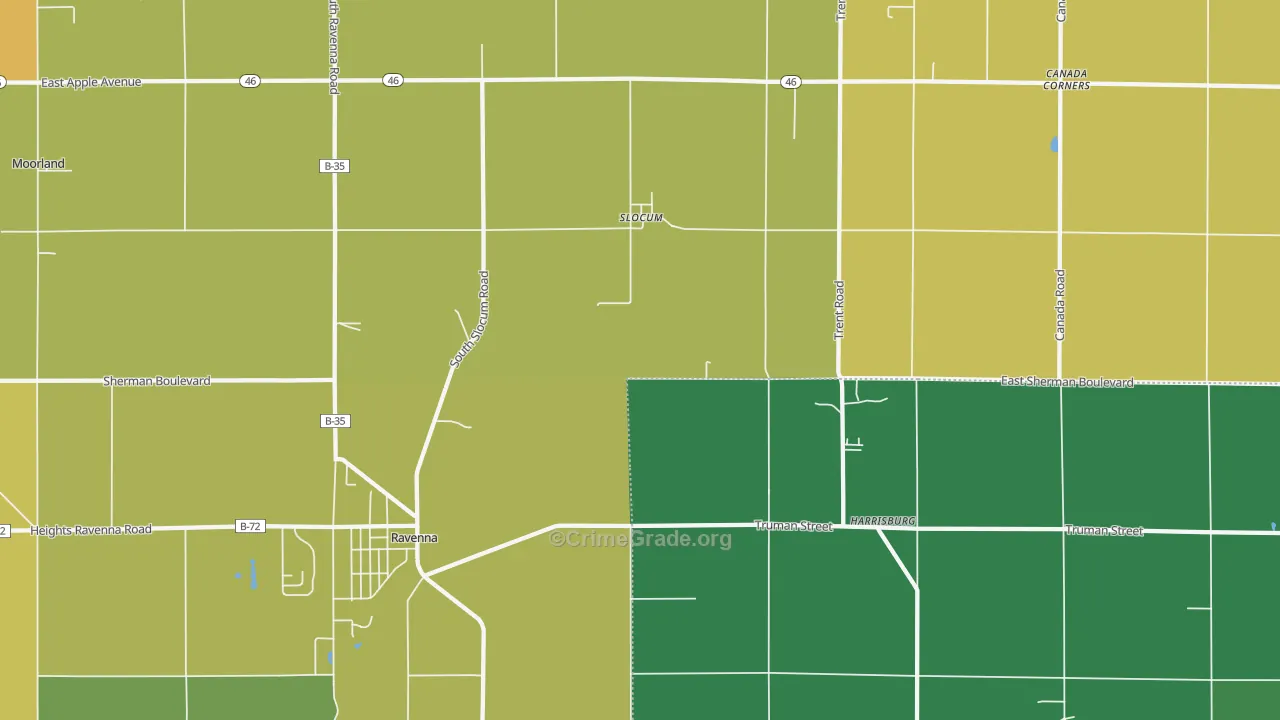 Slocum, MI Map of Theft Rates
