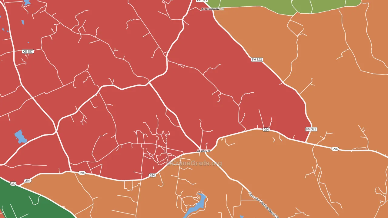 Slocum, TX Map of Theft Rates