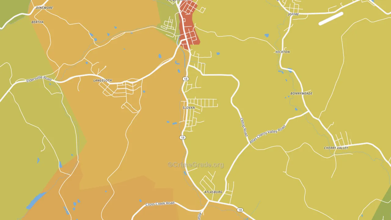 Slovan, PA Map of Theft Rates