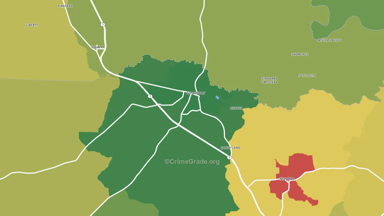 Smackover, AR Map of Theft Rates