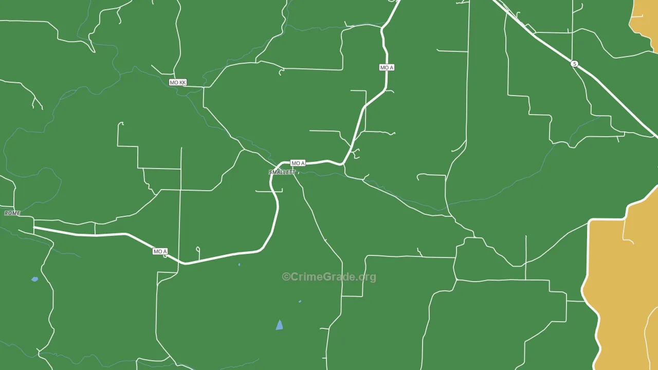 Smallett, MO Map of Theft Rates