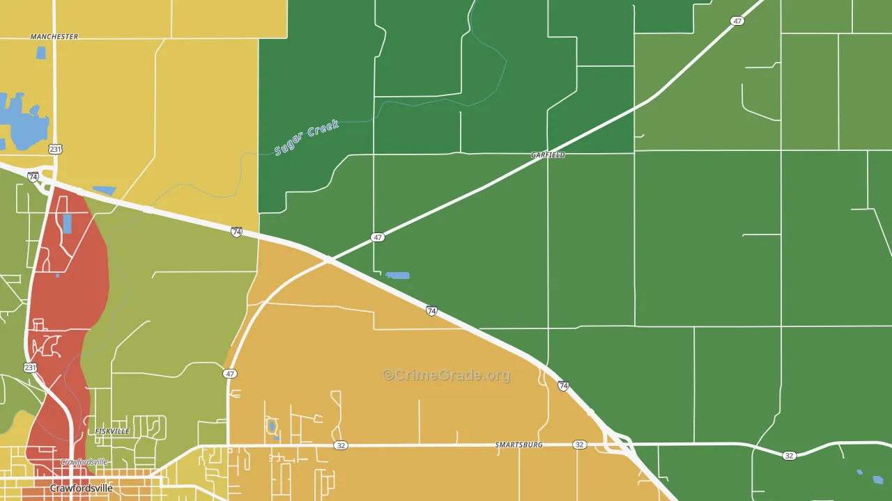 Smartsburg, IN Map of Theft Rates